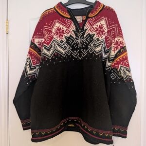 Dale of Norway Red and White Knit Wool Sweater Size Large